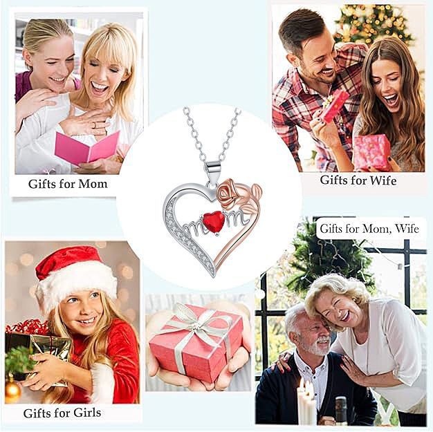 Heart-shaped Most Beautiful Rose Necklace Cross Chain