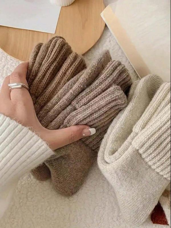 5 Pair Women’s Solid Mid-Calf Socks