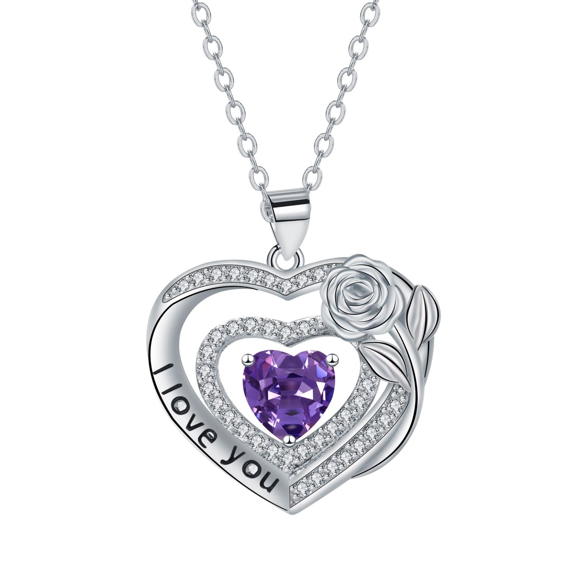 Fashionable Elegant Heart-shaped Pendant Rose Necklace