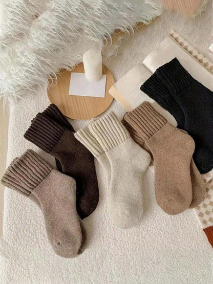5 Pair Women’s Solid Mid-Calf Socks
