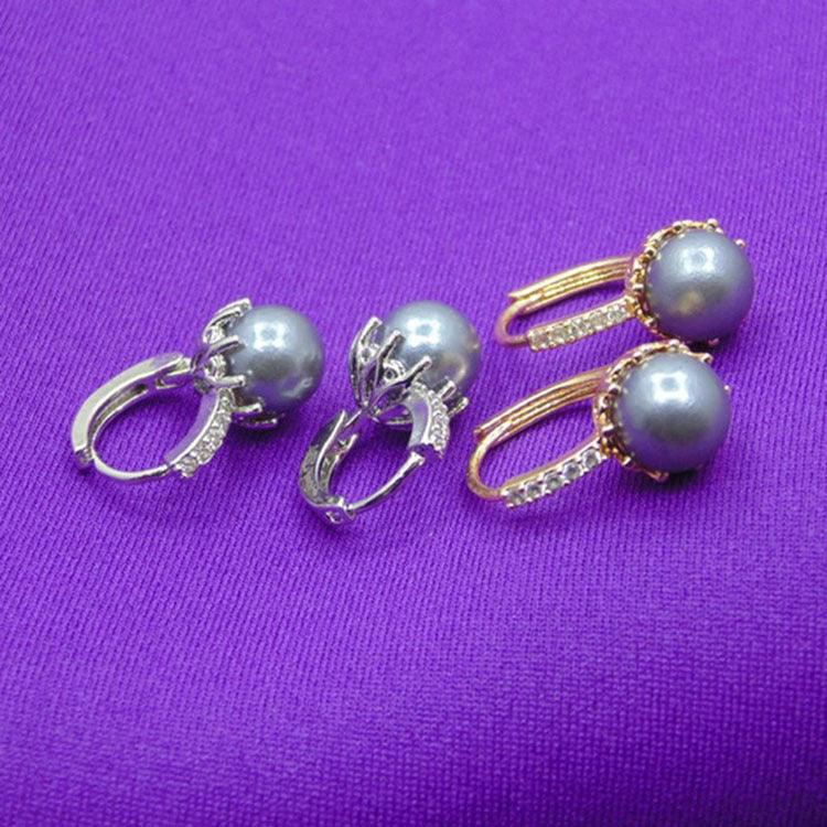 High-grade Pearl Ear Clip Inlaid Zircon Female Accessories Gold Plated Environmental Protection