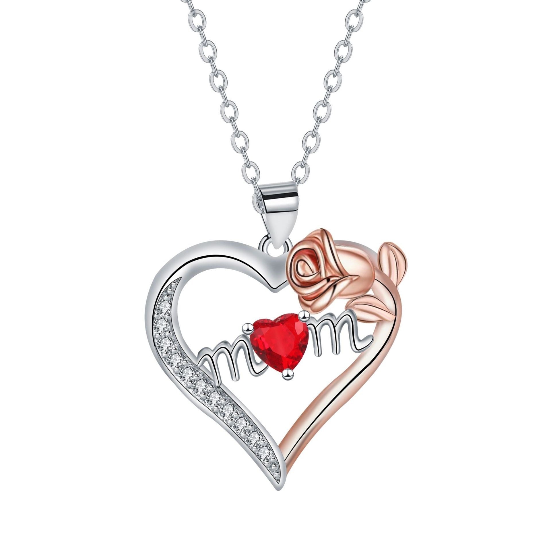 Heart-shaped Most Beautiful Rose Necklace Cross Chain