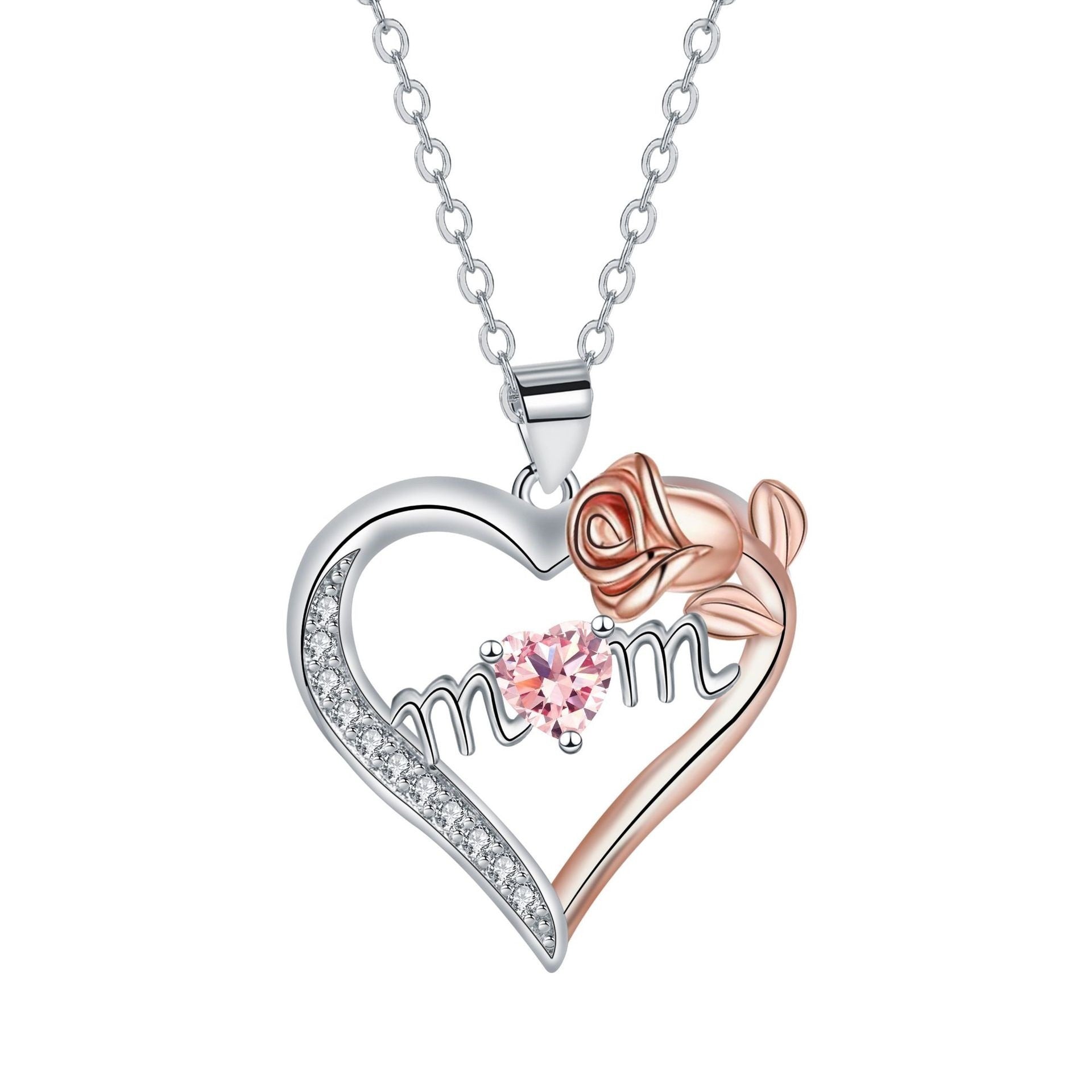 Heart-shaped Most Beautiful Rose Necklace Cross Chain