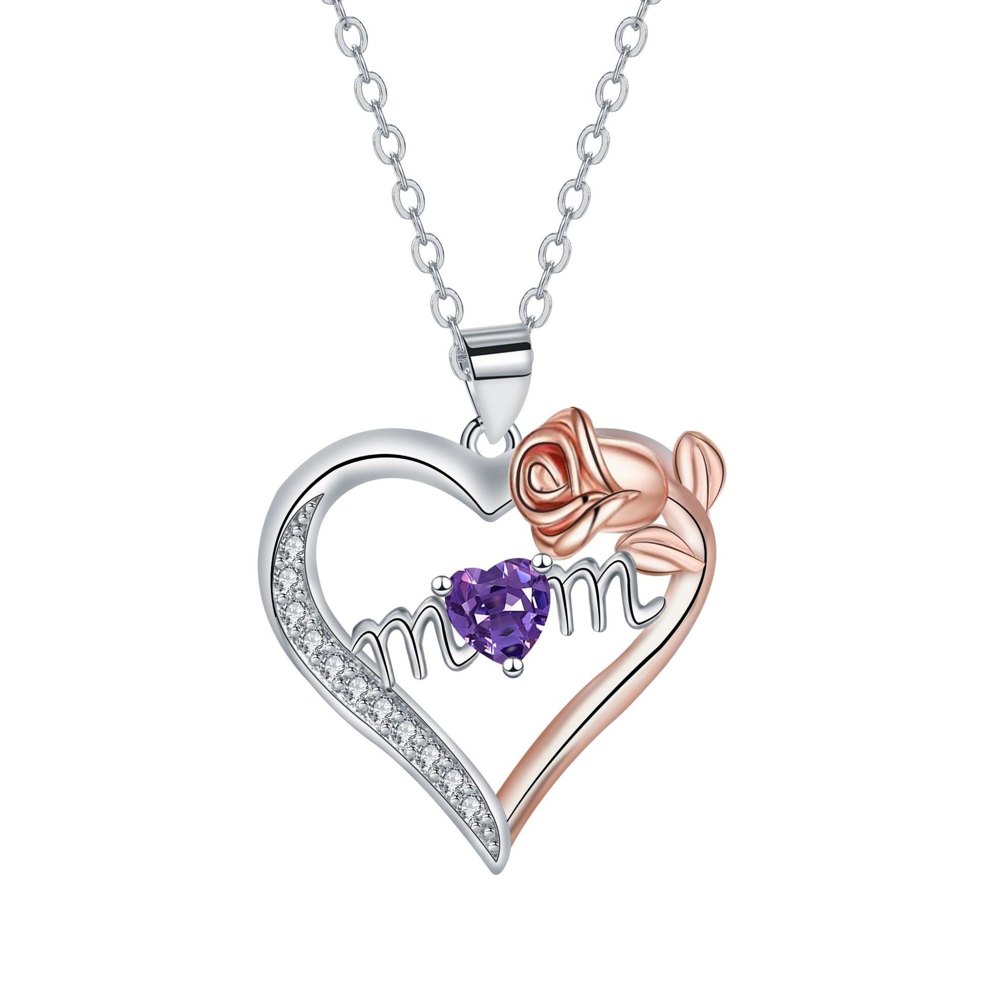 Heart-shaped Most Beautiful Rose Necklace Cross Chain