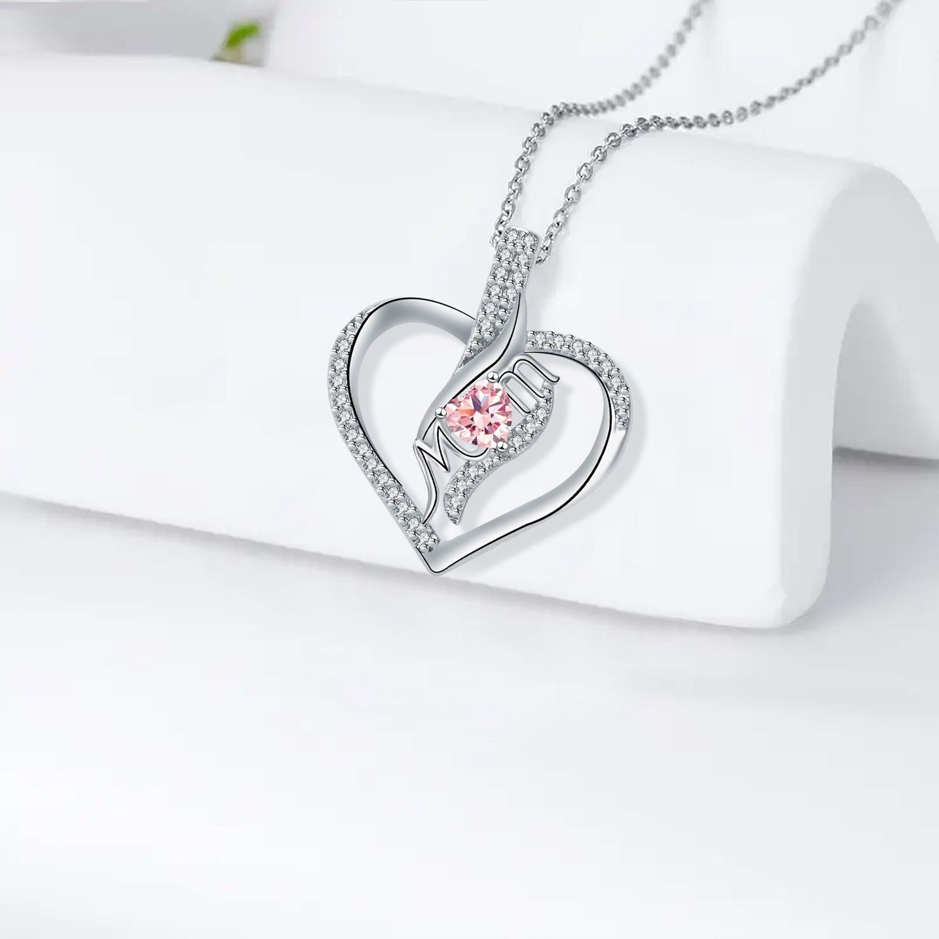 MOM Love Inlaid Female Necklace Mother's Day Jewelry Gift