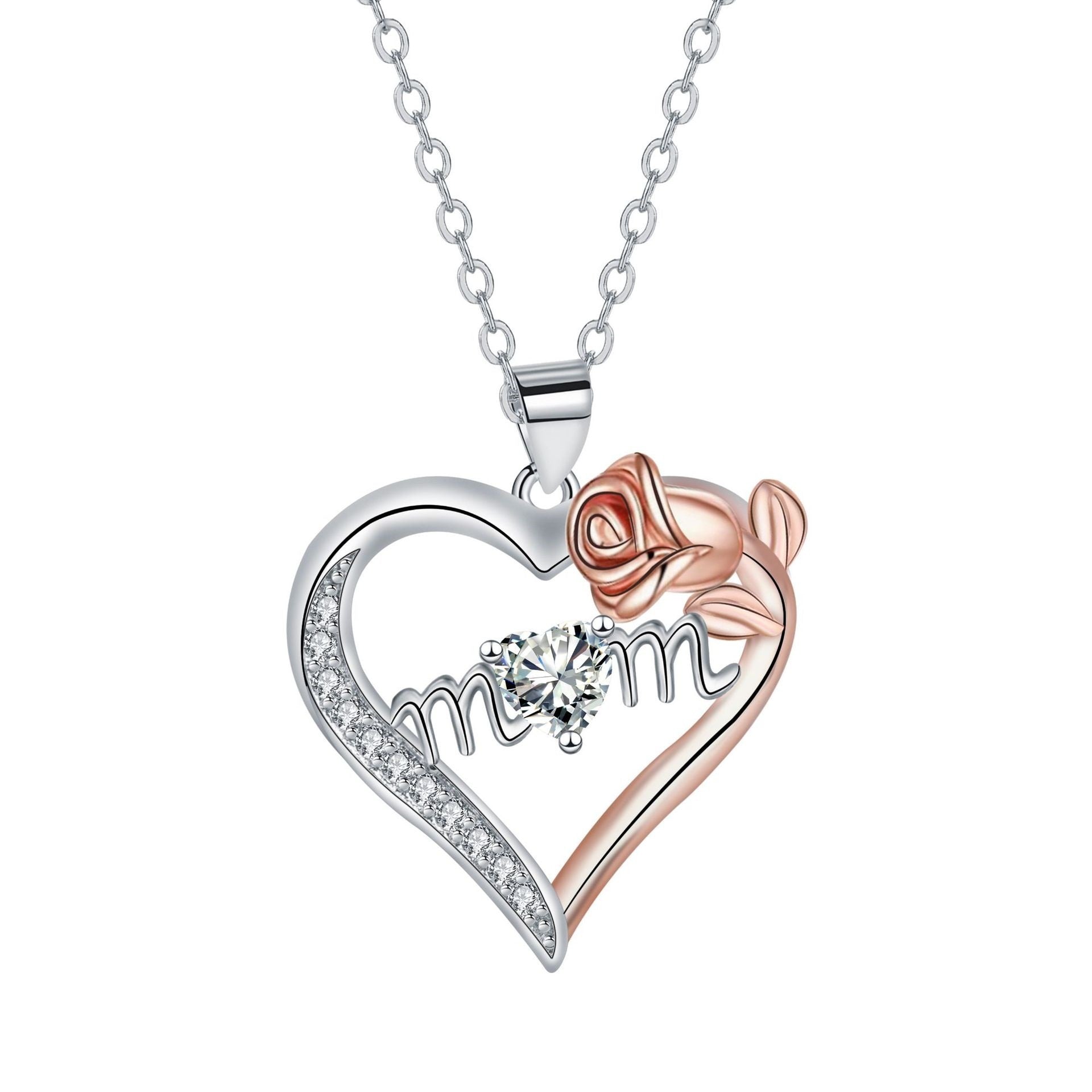 Heart-shaped Most Beautiful Rose Necklace Cross Chain