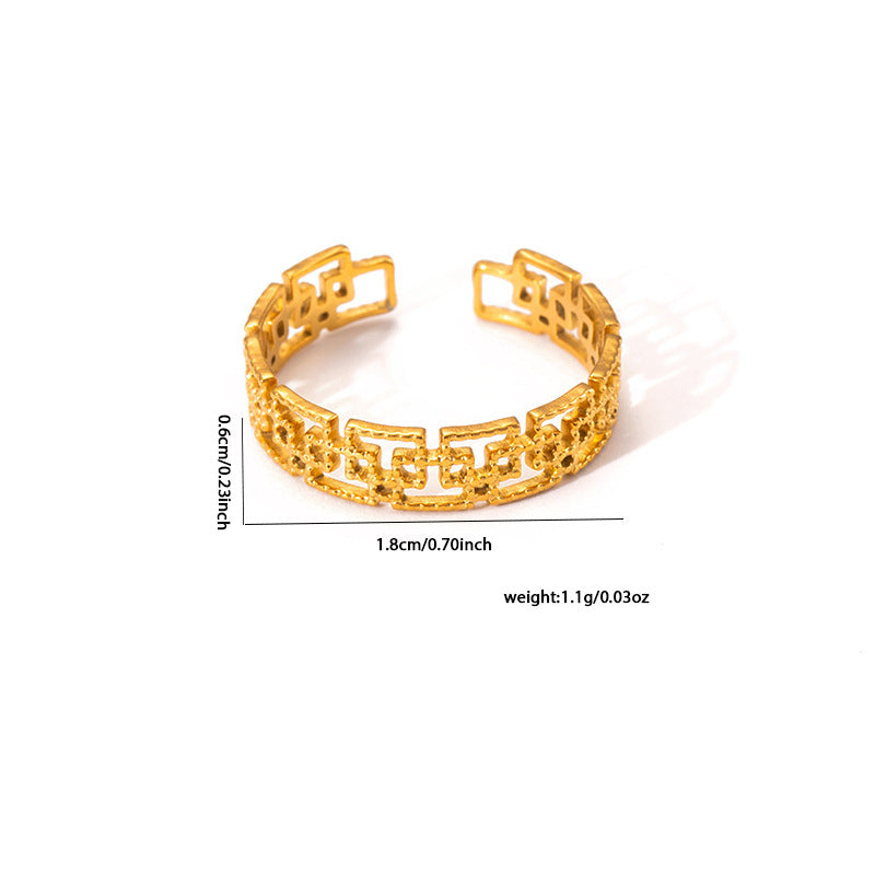 Geometry Pattern Stainless Steel Women's Ring