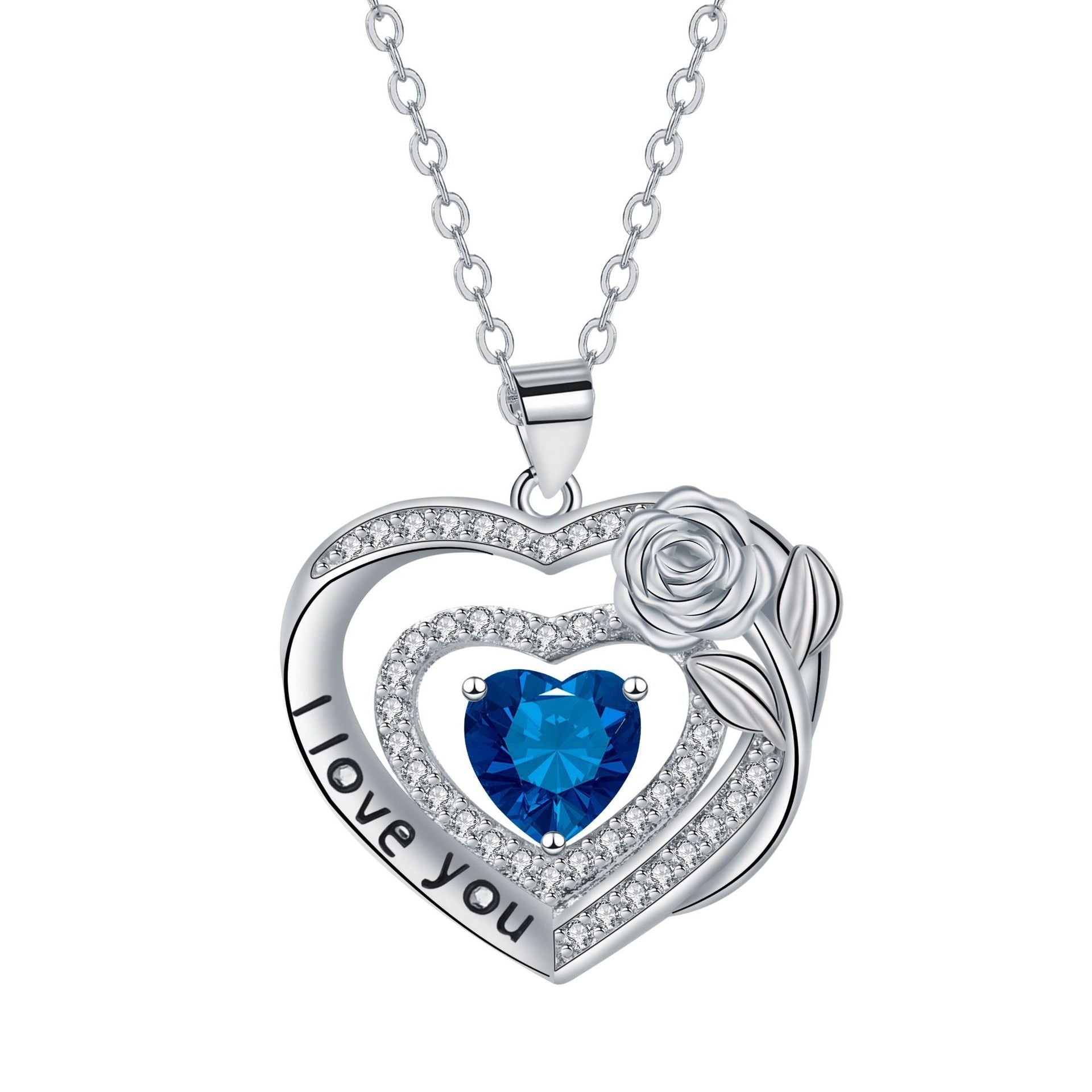Fashionable Elegant Heart-shaped Pendant Rose Necklace