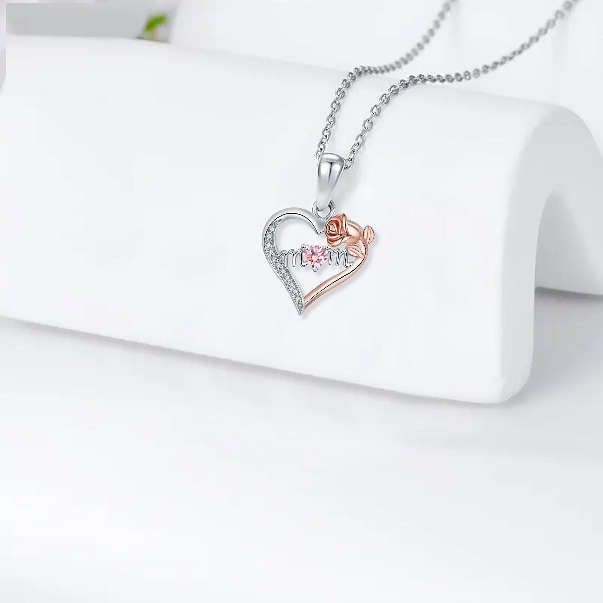 Heart-shaped Most Beautiful Rose Necklace Cross Chain
